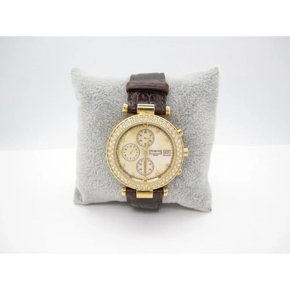 Women Princess Paris Chrono Quartz WR Analog 37mm Dial Causal Round Watch (F773)